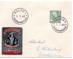 76600 - Schweden - 1943 - 5o. Gustav EF A Bf SoStpl MALMOE - Skånemässan -> Norrkoeping - Covers & Documents