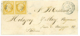 P2863 - FRANCE YVERT 13 A B JAUNE CITRON IN PAIR 1857, ON FOLDED LETTER. - 1853-1860 Napoleon III