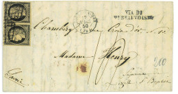 P2864 - FRANCE YVERT NR. 3, IN PAIR, ALL MARGINS AROUND!!! FROM TOULON, TO CHAMBERY - 1853-1860 Napoleon III