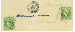 P2865 - FRANCE YVERT 12 A VERT JAUNE, 2 STAMPS ON FOLDED LETTER, LOCAL USE 1861 VILLEFRANCHE - 1853-1860 Napoleon III