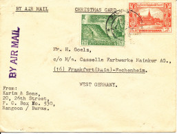 Burma Cover Sent Air Mail To Germany 195? Nice Cover - Myanmar (Burma 1948-...)