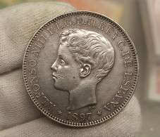España Spain Alfonso XIII - 1 Peso 1897 Filipinas Km 154 Plata - Otros & Sin Clasificación