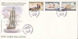 Pitcairn Islands FDC 3-5-1981 125th Anniversary Of Pitcairn Migration To Norfolk Islands Complete Set Of 3 With Cachet - Pitcairn Islands