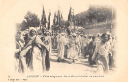 CPA ALGERIE / FETES RELIGIEUSES / LES ARABES SE RENDANT AU MARABOUT - Autres & Non Classés