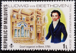 Maldives 1977 The 150th Anniversary Of The Death Of Ludwig Van Beethoven, German Composer, 1770-1827  Stampworld N° 689 - Maldive (1965-...)