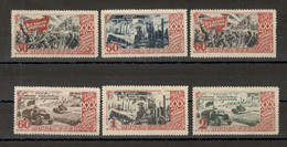 RUSSIA - 6 MH PERFORTED STAMPS -  Industry Agriculture - 1947. - Unused Stamps