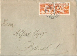 Suisse Tete Beche C.5+c.5 Sitter Bridge K41 Simple Franking CV Basel 7nov1951 To Town - Tête-bêche