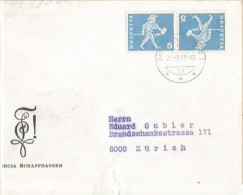 Suisse Tete Beche C.5+c.5 Postman FLUO K45L Simple Franking CV Winterthur 29aug1969 X Zurich - Postmark Collection