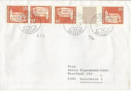 Suisse Tete Beche C.15+c.15 Appenzell K52 + S70  Simple Franking CV Bern 8jan1973 To Solothurn - Briefe U. Dokumente
