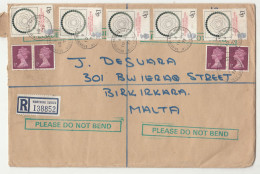 Great Britain Large Format Letter Cover Posted Registered 1977 Worthing Sussex To Malta  B240401 - Storia Postale