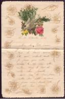 Lettre Manuscrite Avec Decoupis " Colombe, Rose Et Feuillage " 1915 - Non Classificati