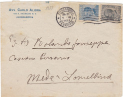 REGNO - ITALIA - ALESSANDRIA -  BUSTA - AVV. CARLO ALIORA -  VIAGGIATA  PER MEDE (PV) 1922 - Marcophilie