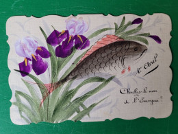 Premier Avril , Poissons , Carte Aquarelle , Artisanale , Dessin - 1° Aprile (pesce Di Aprile)