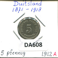 5 PFENNIG 1912 A ALLEMAGNE Pièce GERMANY #DA608.2.F.A - 5 Pfennig
