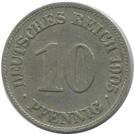 10 PFENNIG 1905 E GERMANY Coin #AE514.U.A - 10 Pfennig