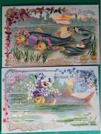 Premier Avril , Poisson ,  2 Cartes - April Fool's Day