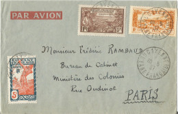 GUYANE - 7 FR.  5 CENT. FRANKING ON AIR MAILED COVER FROM CAYENNE TO FRANCE - 1937 - Covers & Documents