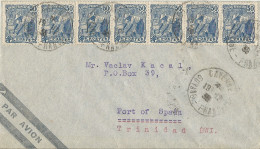 GUYANE - 10 STAMP 5 FR.  FRANKING ON AIR MAILED COVER FROM CAYENNE TO THE BRITISH WEST INDIES / TRINIDAD - 1966 - Cartas & Documentos