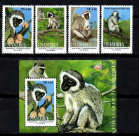 Namibia 2004 - Mi.Nr. 1115 - 1118 + Block 59 - Postfrisch MNH - Tiere Animals Affen Monkeys - Monkeys