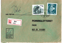 76611 - Schweden - 1976 - 5Kr Herold MiF A R-Bf BJUV -> Visby - Lettres & Documents