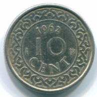 10 CENTS 1962 SURINAME NEERLANDÉS NETHERLANDS Nickel Colonial Moneda #S13219.E.A - Surinam 1975 - ...
