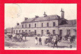 F-56-Auray-22Ph90  La Gare, Vue Extérieure, Attelages, Animation, Cpa BE - Auray