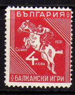 Bulgarie - 1931 -  Jeux Balkaniques - 4 L. Equitation  - Neufs* - MLH - Unused Stamps