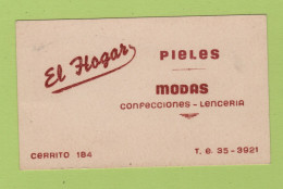 CARTE COMMERCIALE A LOCALISER EL HOGAR - PIELES / MODAS CONFECCIONES LENCERIA / CERRITO 184 / T.E. 35-3921 - Tarjetas De Visita