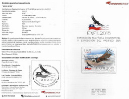 #2613B CHILE 2018 PHILATELIC EXPO BIRD MOUNTAINS YV 2138 OFFICIAL POST BROCHURE - Chili