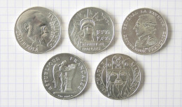 ARGENT : 5 Monnaies Françaises De 100 Francs SUP (de 1985 à 1990) - Vrac - Monnaies