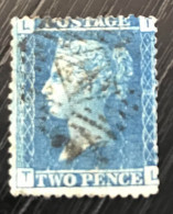 Timbre Oblitéré Grande Bretagne 1858 Two Pence Bleu Dentelé " Lt " - Gebraucht