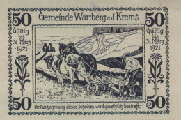 50 HELLER 1920 Stadt WARTBERG AN DER KREMS Oberösterreich Österreich Notgeld Papiergeld Banknote #PG738 - Lokale Ausgaben