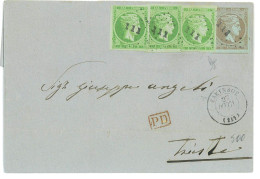 P2877 - . EXTREMELLY NICE FOLDED LETTER, FROM ZAKYNTOOS (ZANTE) TO TRIESTE. ALL BUT, ONE 5 LEPTA HAVE 4 MARGINS AROUND - Briefe U. Dokumente