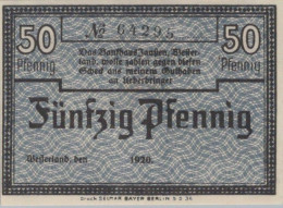 50 PFENNIG 1920 Stadt WESTERLAND Schleswig-Holstein UNC DEUTSCHLAND #PJ055 - [11] Local Banknote Issues