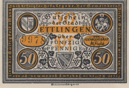50 PFENNIG 1921 Stadt ETTLINGEN Baden DEUTSCHLAND Notgeld Banknote #PF716 - [11] Local Banknote Issues