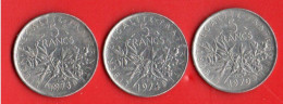 FRANCE . 5 FRANCS SEMEUSE DE ROTY .1970/1973/1974 . 3 PIÈCES - Réf. N°279B - - 5 Francs