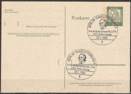 Berlin Ganzsache 1961 Mi.-Nr. P 51 Sonderstempel BERLIN-CHARLOTTENBURG 20.1.62  ( PK 229 ) - Postcards - Used