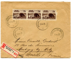 BELGIQUE - COB 486X3  SIMPLE CERCLE BILINGUE BRUXELLES SUR LETTRE RECOMMANDEE POUR METZ, 1939 - Storia Postale