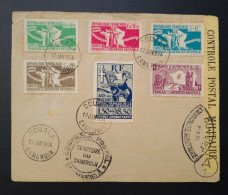 CAMEROUN  , Timbres De France Libre N° 1 à 5 + 6a Sur Devant De Lettre Oblitérée De DOUALA Avec Censure. - Brieven En Documenten