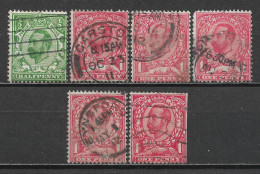 1911,1912 GREAT BRITAIN Set Of 6 Used Stamps (Scott # 151,152,154) CV $20.50 - Used Stamps