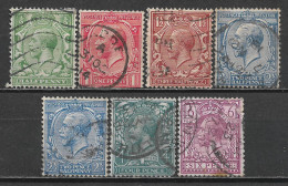 1912 GREAT BRITAIN Set Of 7 Used Stamps (Scott # 159-161,163,165,167) CV $23.20 - Oblitérés