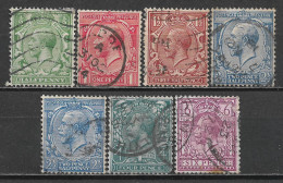 1912 GREAT BRITAIN Set Of 7 Used Stamps (Scott # 159-161,163,165,167) CV $23.20 - Gebruikt