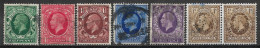 1934-1936 GREAT BRITAIN Set Of 7 Used Stamps (Scott # 210-212,214,215,220) CV $7.40 - Gebruikt