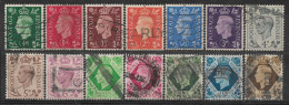 1937-1939 GREAT BRITAIN Complete Set Of 14 Used Stamps (Scott # 235-248) CV $9.10 - Gebraucht