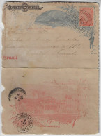 Brazil 1894 Postal Stationery Letter Sheet Sent From Paraíba Do Sul To Rio De Janeiro Railroad Cancel Ambulant - Ganzsachen