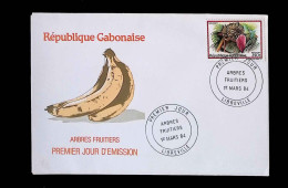 CL, FDC, Premier Jour, République Gabonaise, Libreville, 1 Er Mars 1984, Arbres Fruitiers, Bananier - Gabun (1960-...)