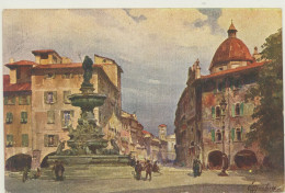 ILLUSTRATORE MARCHIORO -TRENTO -PIAZZA DEL DUOMO E VIA BELLENZANI -VG.1919 - Trento