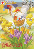 Postal Stationery - Chicken - Eggs In The Basket - Chicks - Happy Easter - Red Cross 2003 - Suomi Finland - Postage Paid - Postal Stationery