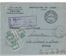 SIMPLE TAXE RECOMMANDE 18-11-45 - 1859-1959 Covers & Documents