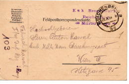 76634 - Österreich - 1914 - FpKe REICHENBERG -> Wien - Briefe U. Dokumente